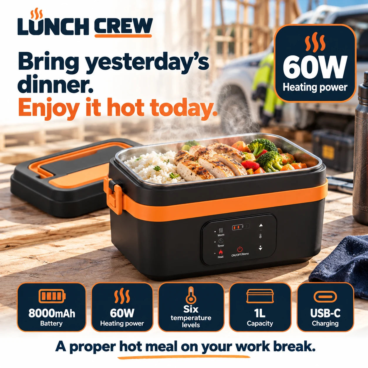 60W heating for your favourite leftovers